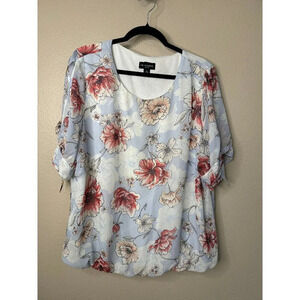 In Studio Women's Floral Short Sleeve Blouse, floral blouse, short sleeve blouse